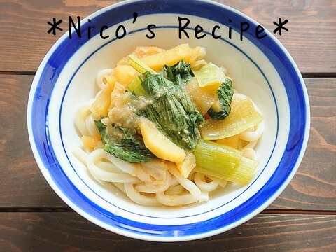 じゃがいもと小松菜の味噌うどん